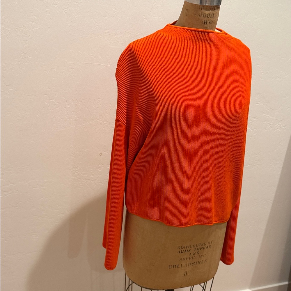 Orange Ribbed Women's Top
